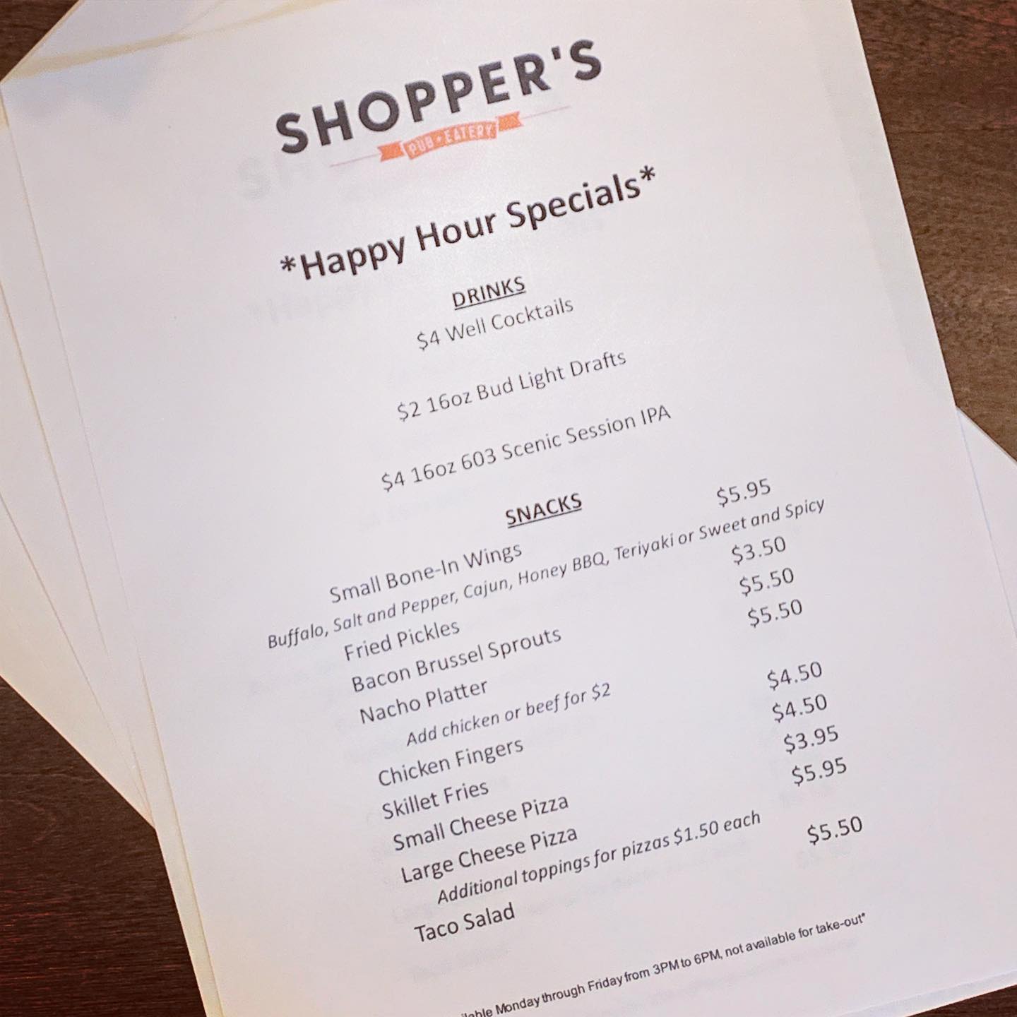 Going LIVE today New HAPPY HOUR SPECIALS Available Monday