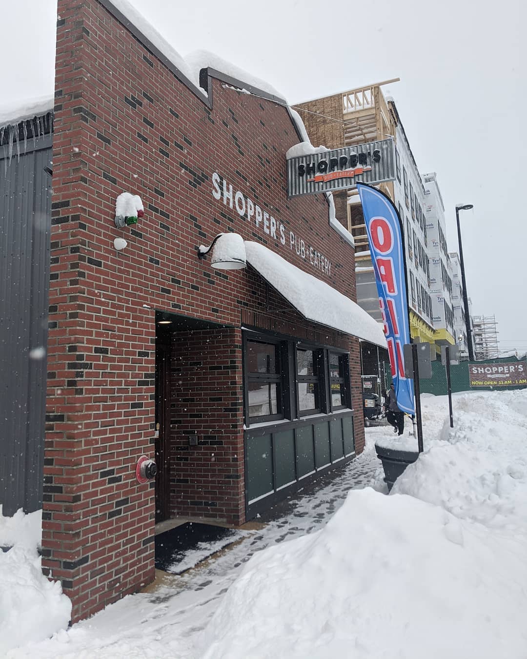 | Shoppers Pub and Eatery Snow wont stop us Opening at 12p today Come try our homemade Chilli on this chilly NH day