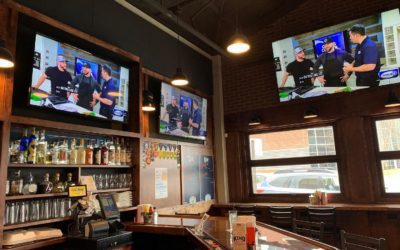 A couple shoppers guys on TV at shoppers talking about the famous shoppers steak tips. @wmur9