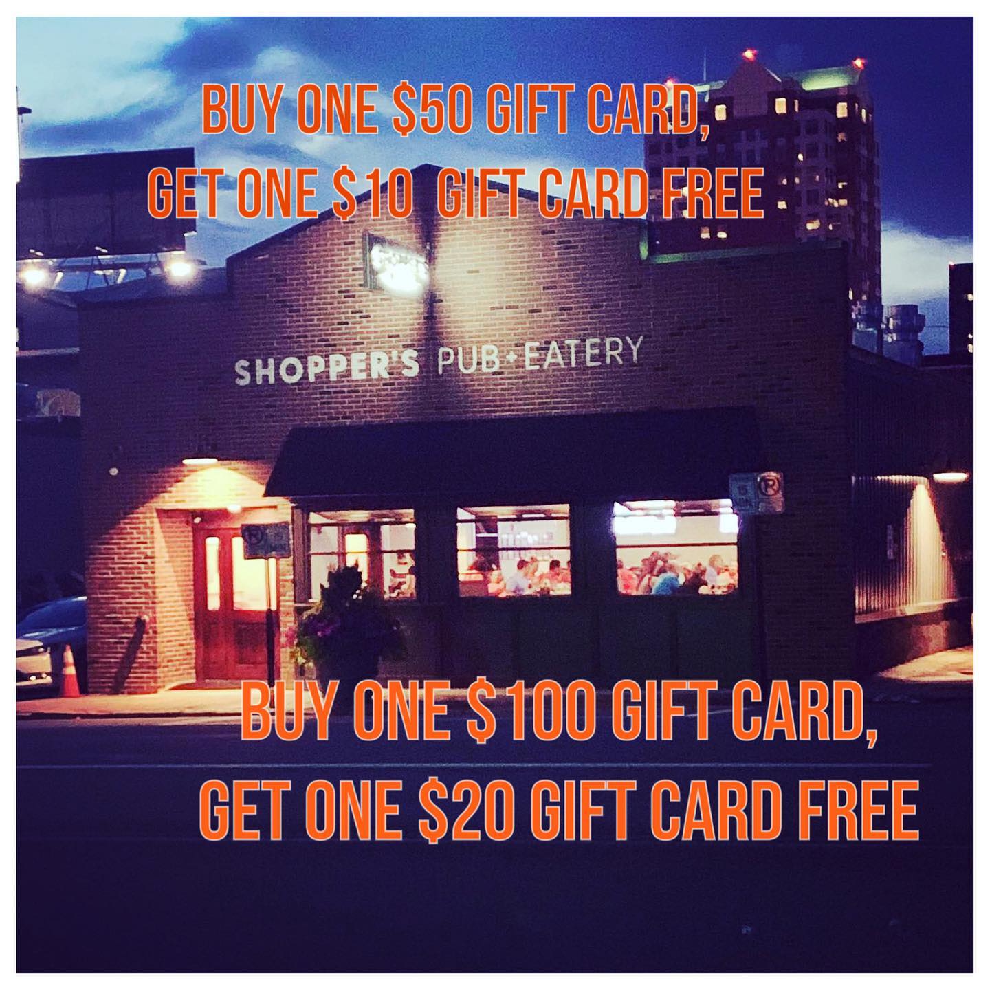 90088461229159131558639901272002018827283n1 | Shoppers Pub and Eatery Gift card promotion until May 1, 2020.
LINK IN BIO or online gift cards.
Great idea from our friends @johnbrewerstavern!
We’d like to join in on this promotion and urge other restaurants to do the same! @grtrmanchester