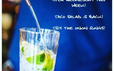 The menu keeps growing! We’re bringing back the Taco Salad and adding housemade onion rings TOMORROW 7/1. We will be open Wednesday, Thursday & Friday this week. We will be closed Saturday and Sunday for the Holiday Weekend. Come see us on your way North for the weekend! Open 3pm-8pm for dinner & drinks! Wednesdays will be a permanent day going forward! #shoppersmht #menu #tacosalad #backyardlemonade