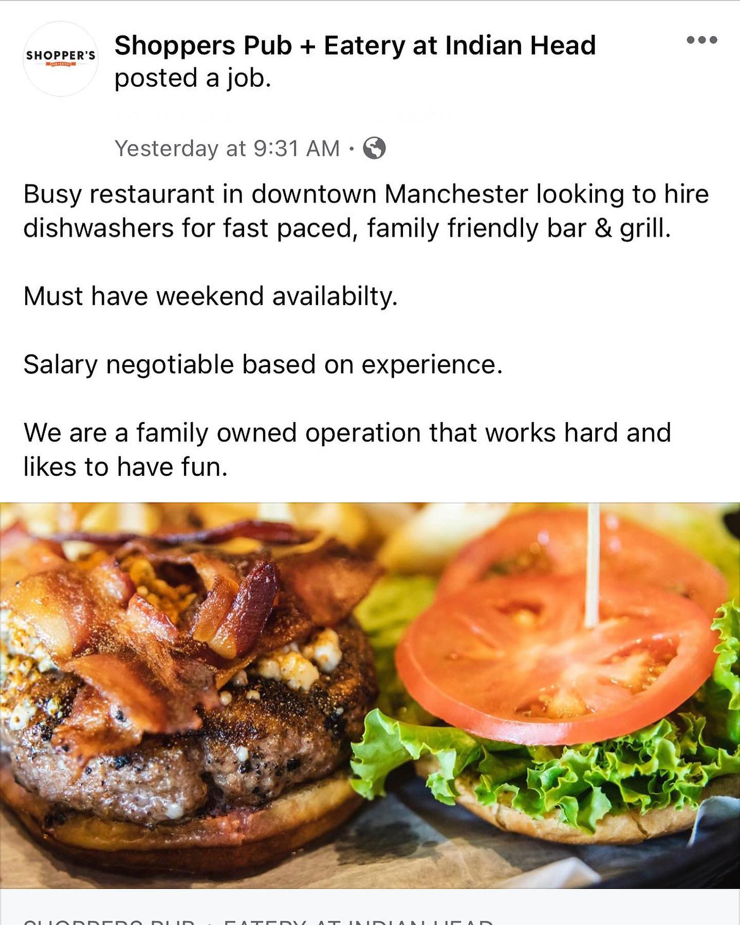 We’re looking to hire a few dishwashers. If you know anyone please send them our way!