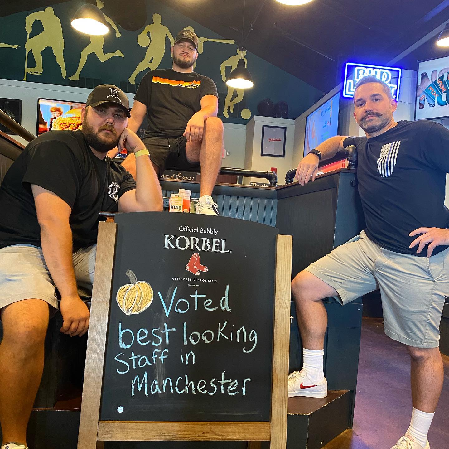 2421965695436413669191722182018063840407319n | Shoppers Pub and Eatery Great day for college football with the 2025 GQ voted best looking staff in Manchester also voted messiest hand writing
