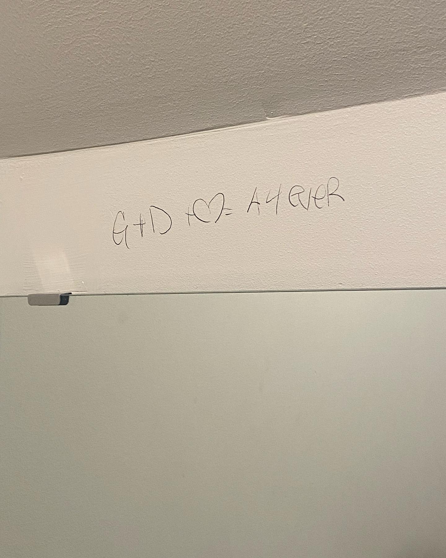 Not sure who G+D is but we hope your love fails PSA dont be a 12 year old and write on the walls Its childish Grow up