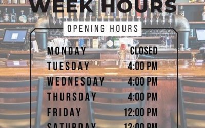 Little adjustment for the upcoming week, trivia and bingo are still at their regular times. Kitchen will be open a bit later than normal, thank you