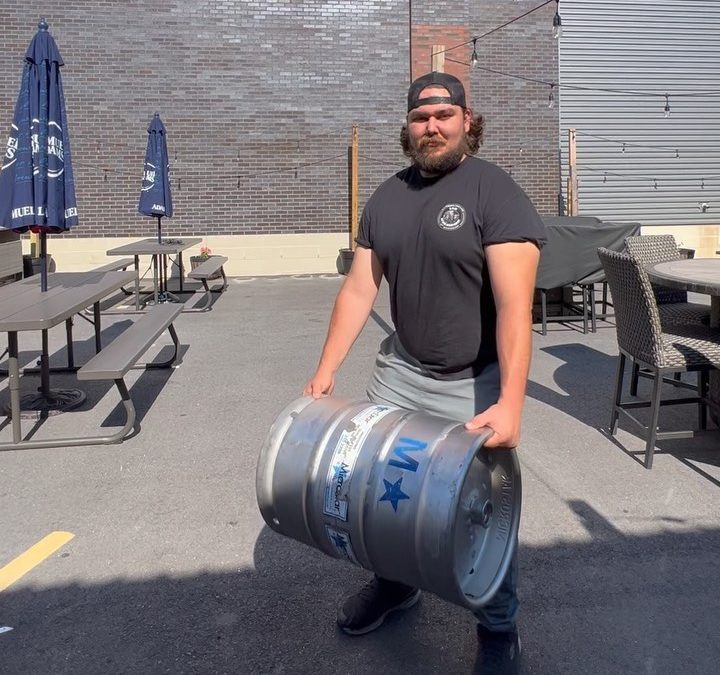 In honor of the Strong Man competition at the @snhuarena we are having a keg holding competition. Hold it off your body for more than 2 minutes and 30 seconds and get a free @foundersbrewing all day IPA on us.
