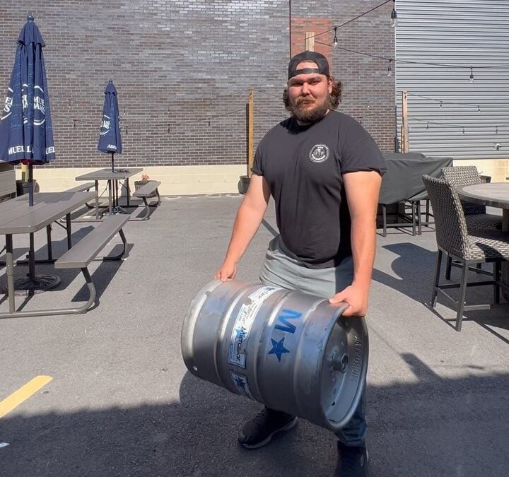 In honor of the Strong Man competition at the @snhuarena we are having a keg holding competition. Hold it off your body for more than 2 minutes and 30 seconds and get a free @foundersbrewing all day IPA on us.