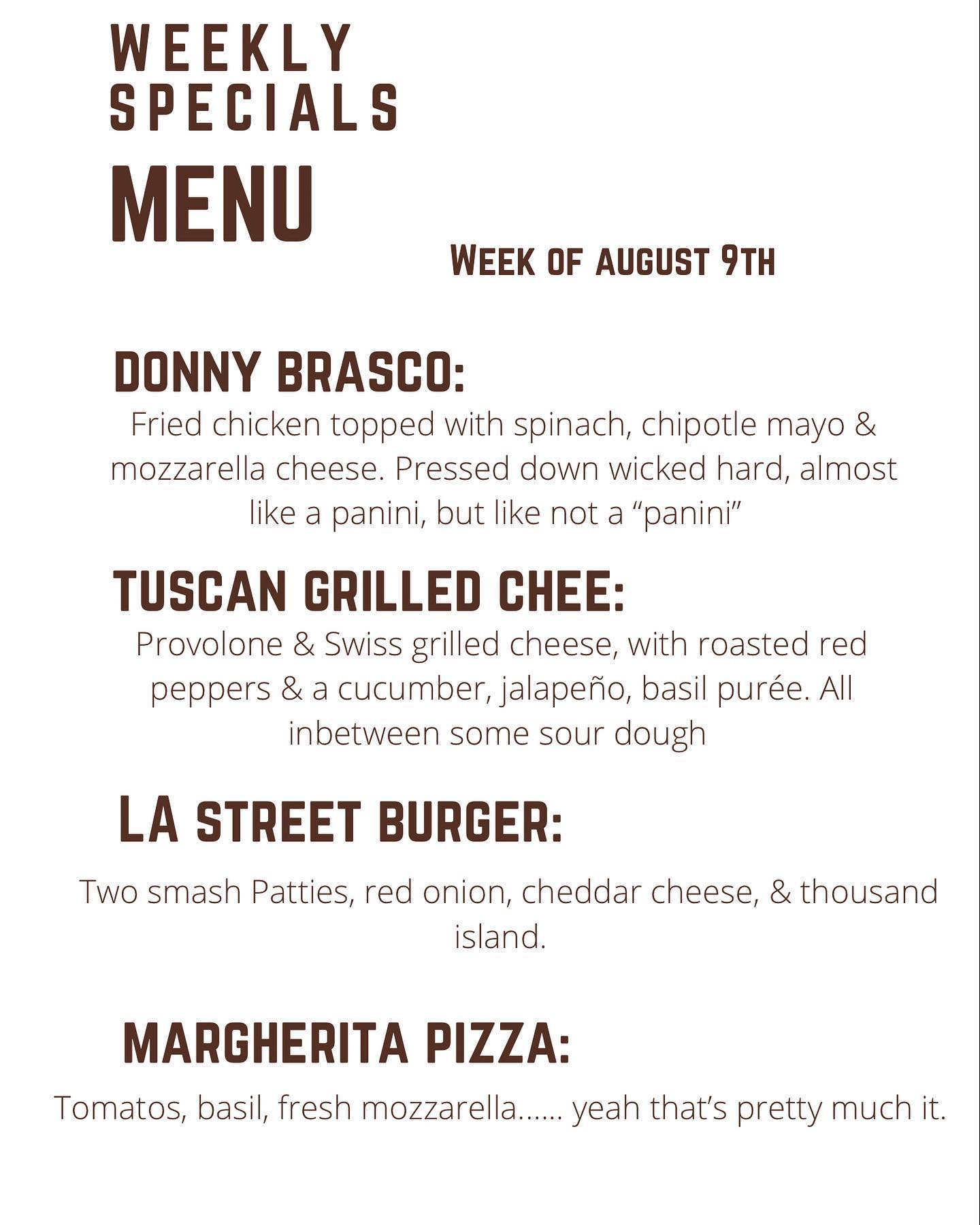 Awwww sh*t it’s week numero dos of specials. Sold out last week, don’t be a sucka and miss out this week.