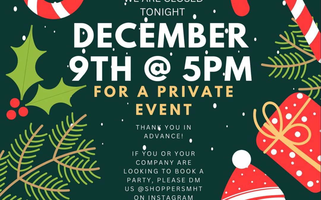 We are closed tonight for a private event. Thank you in advance.