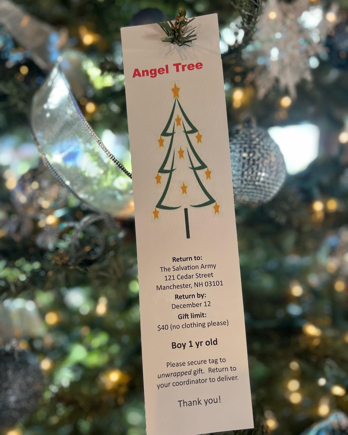 Looking for a way to give toys to all the girls and boys in need this year? Come drop a present off at our angel tree. Simply bring in a present, find a tag that coincides with it, and place it under the tree. If you cannot afford to buy extra presents this year, sharing this post is just as good. Thank you!