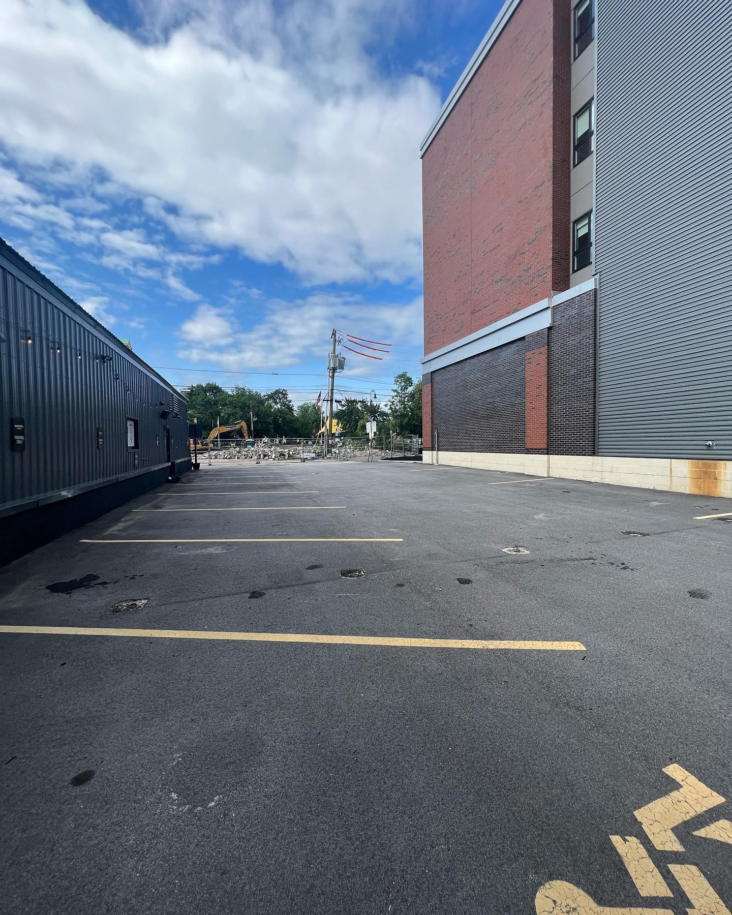 Due to the construction out back we have decided to take down the patio and open the parking lot back up