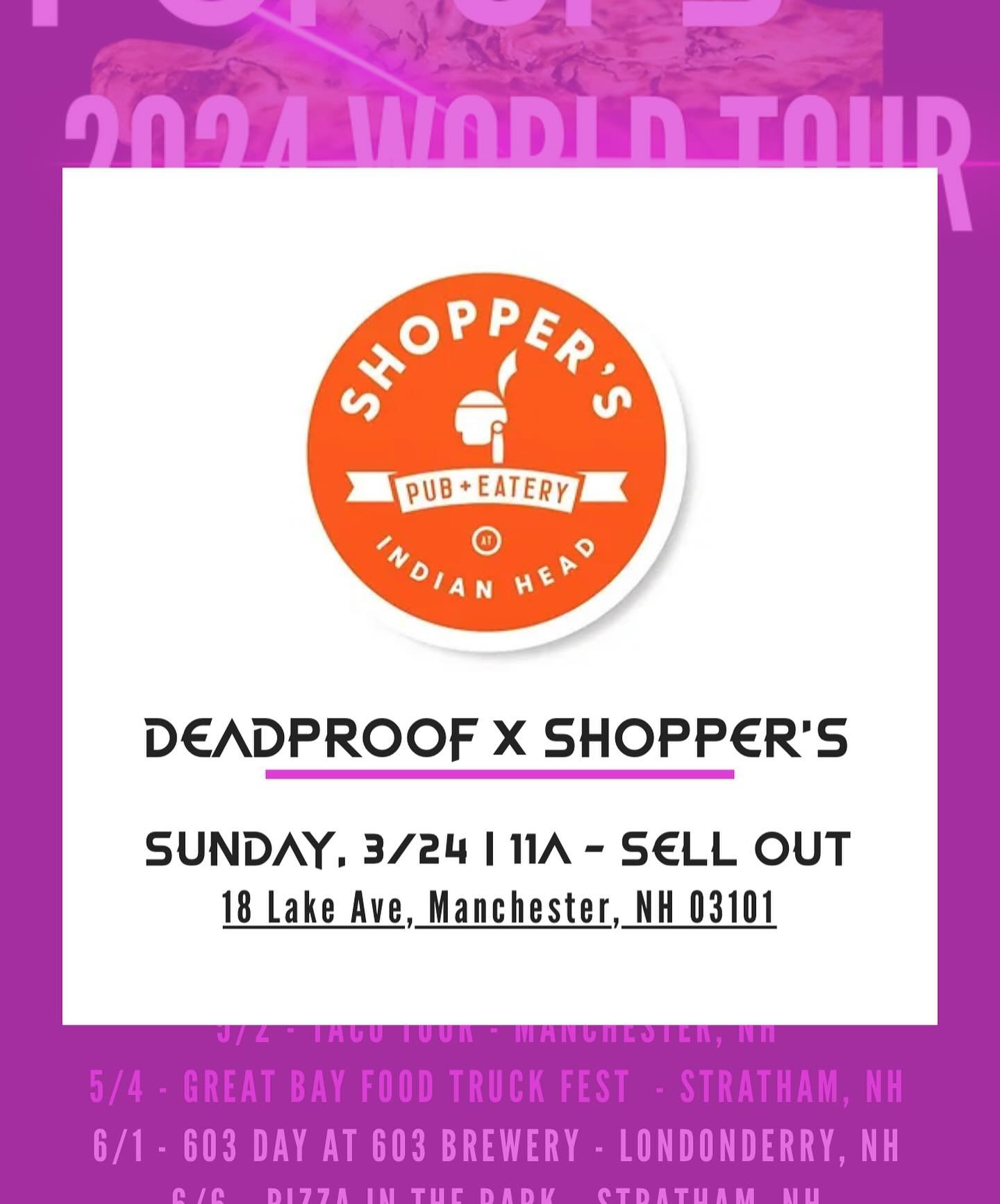 | Shoppers Pub and Eatery YoU cAnT eVeN bUy It In MaNcHeStEr Welp This Sunday 32424 you can deadproofpizzaco is here until theyre not No reservations See you at 11