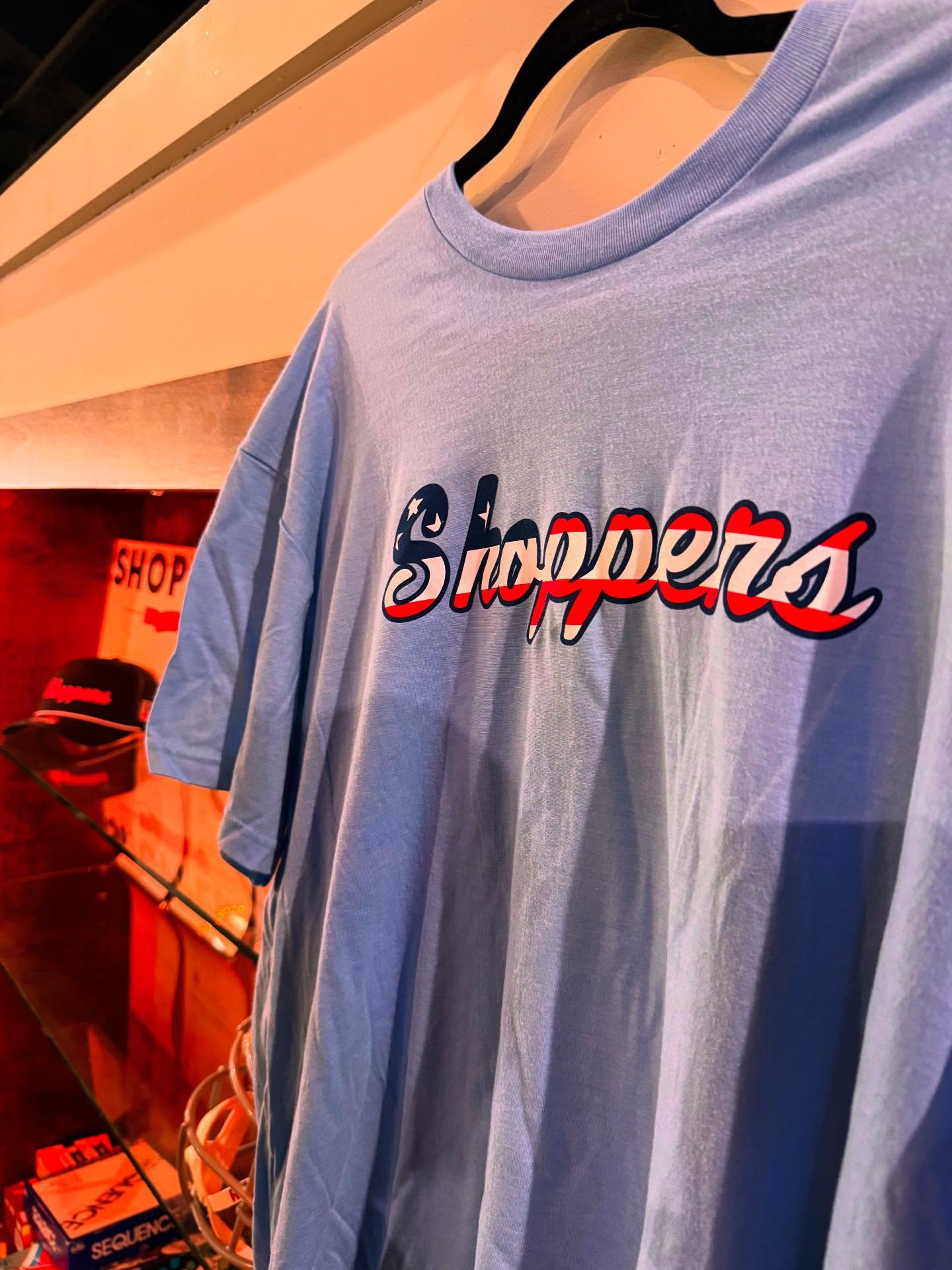 | Shoppers Pub and Eatery Red White and COME GET YOUR MERCH WERE BACK